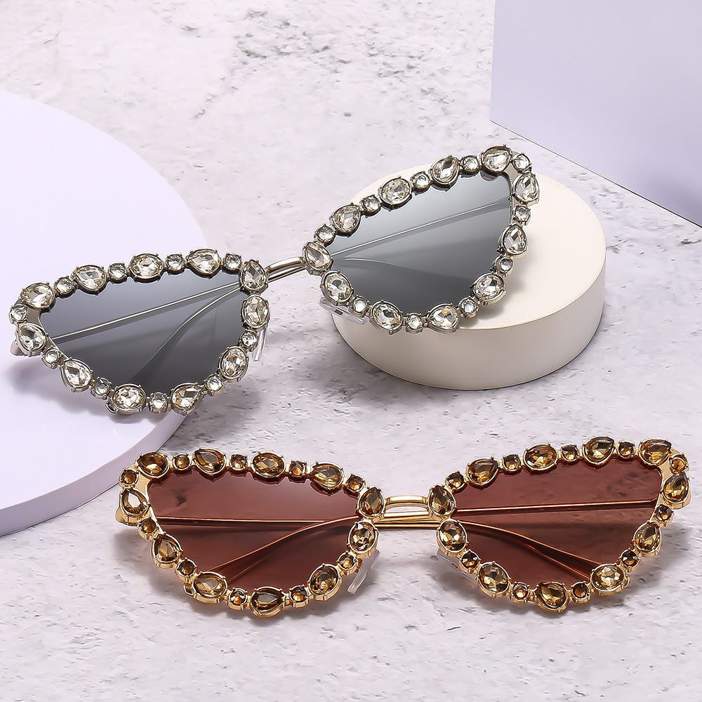 Wholesale PC Cat Eyes with Diamond Sunglasses